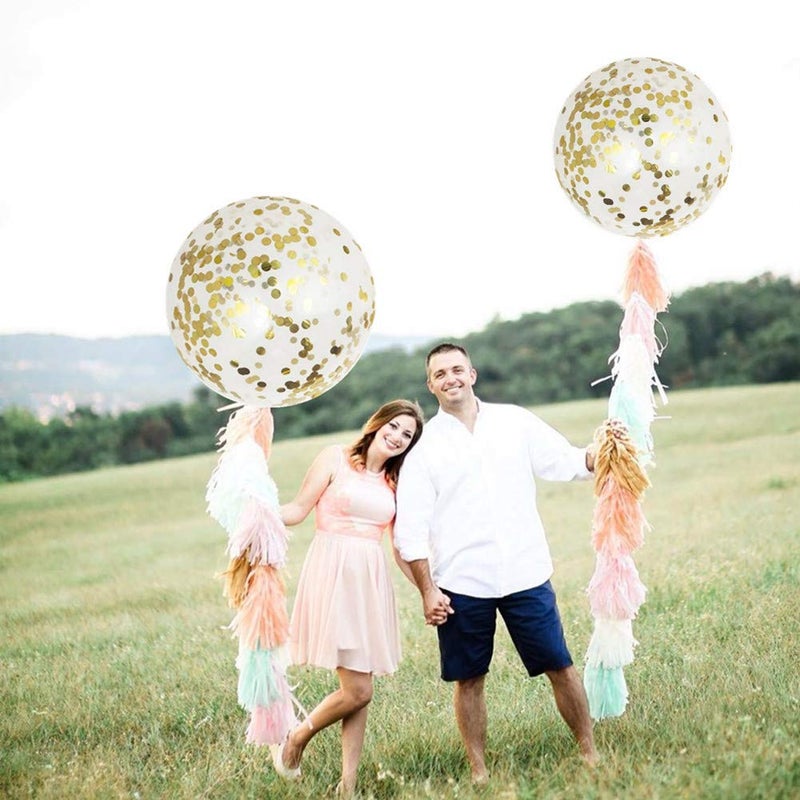 Mooduuty 36 Inch Jumbo Giant Confetti Balloons, Clear balloons with Gold Confetti (Premium Helium Quality) Pkg/6,Latex Glitter Balloons for Birthday Wedding Photo Shoot Festival Christmas Event Decorations â€¦ - Image 4